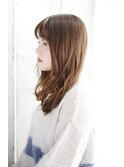 大人ガーリーミディアムレイヤー似合わせカットダークアッシュ37