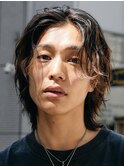 大分緩めスパイラルパーマメンズカットミディアムセンターパート