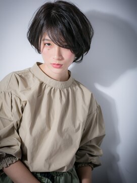 モッズヘア 越谷(mod's hair) 斜めバング黒髪アシンメトリー小顔ショートw越谷20代30代40代