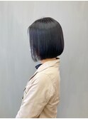 前髪なし前下りワンレングスボブ