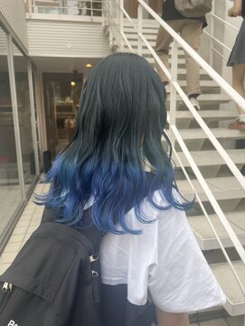 アソビ 表参道(ASOBI) ブリーチなしダブルカラー　ネイビーブラック　裾カラー