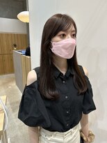 ガーデンエン 表参道(GARDEN eN)&nbsp;透け感グレージュ流し前髪ロングヘア/小顔カット/顔まわり