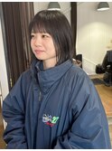 オフブラックの黒髪×フルバング