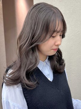 ケーツー エム 京都ラクエ(k-two emu) レイヤーカット*ロング*オリーブグレージュカラー*前髪カット