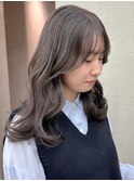レイヤーカット*ロング*オリーブグレージュカラー*前髪カット