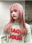 ハイトーンカラーペールピンクブロンドホワイトミルクティー韓国