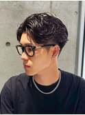MEN'S/ニュアンスパーマ×センターパート/フェード/短髪