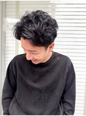メンズ/くせ毛パーマ風/刈り上げ/トリートメントムース/ショート