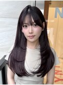 ラベンダーカラー　ブリーチなしラベンダー　ロングレイヤー
