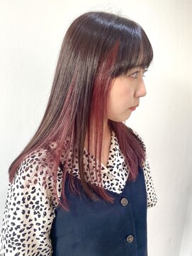 フォーク FOLK 【FOLK】透明感インナーピンク☆似合わせストレートロング♪