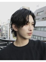 リベル(LIBER) スパイラルパーマ/八王子駅/センターパートウルフ/メンズ/岩名