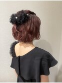ボブハーフアップアレンジ