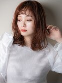 ローズブラウン抜け感前髪パーマ姫カットレイヤーz越谷20代30代