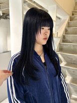 ヨーク(YOKE)&nbsp;【YOKE】ネイビーブルーレイヤーロング顔周りワイドバング