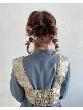 レクタ(recta) お呼ばれヘア インナーカラー ツインアレンジ