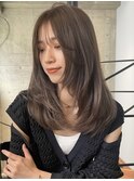 韓国ヘアハッシュカットレイヤーカットベージュブリーチ無し