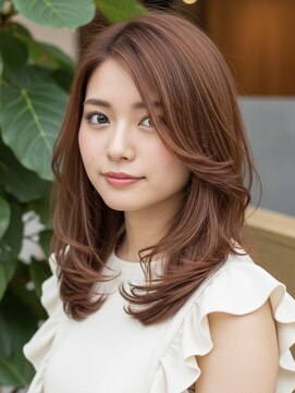 リル 茅ヶ崎(Liru:) くびれヘア/アプリコットオレンジ/ハイライトカラー/茅ヶ崎