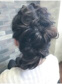 ゴム2本の編み込み ☆リボン風アレンジ