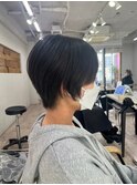 女性のメンズカットウルフショート韓国風ハンサム所沢