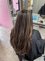 アジールヘア 所沢プロペ通り店(agir hair)&nbsp;筋感ハイライトカラー前髪イメチェンロングレイヤー所沢韓国練馬
