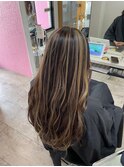 筋感ハイライトカラー前髪イメチェンロングレイヤー所沢韓国練馬