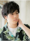 20代30代斜めバングブラックフェザーパーマF戸田公園