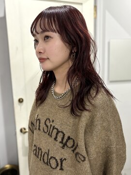 ヘアー アイス 御器所本店(HAIR ICI) 20代30代大人可愛いレッドブラウンカラーレイヤーカット