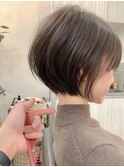 前髪あり小顔つや髪顔まわり簡単スタイリングショートボブヘア