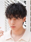 天神10代20代ルーズパーマゆるめメンズマッシュウルフカット
