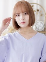 カバーヘア ブリス 上尾西口店(COVER HAIR bliss)&nbsp;ピンクベージュブリーチなし切りっぱなしボブa上尾20代30代40代