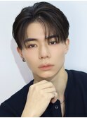 韓国メンズヘアコンマバング韓国マッシュセンターパートフェザー