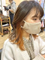 ギフト ヘアー サロン(gift hair salon) インナーカラー×オレンジ