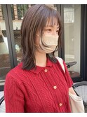 【中澤彩乃】ブリーチなしベージュカラーウルフカット前髪