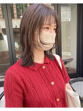 コフィー バイ メルト 吉祥寺(cofy by melt) 【中澤彩乃】ブリーチなしベージュカラーウルフカット前髪