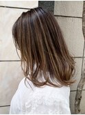 バレイヤージュ_グレージュカラーボブウルフ_ba407441