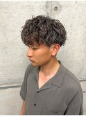 波巻きパーマメンズツイストスパイラルパーマツーブロック