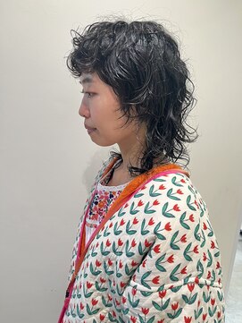 スタイル 茅ケ崎(STYLE) 【ハクラ】ウルフ マレットヘア ウルフパーマ 黒髪ウルフ