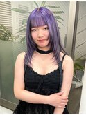 艶髪フェイスレイヤーカット×パープルローライトデザインカラー