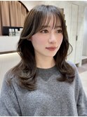 イメチェン外ハネボブ美髪ワイドバングミディアムレイヤーカット