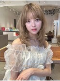 レイヤーカット ワンカール ベージュカラー