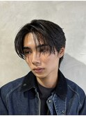 フェザーパーマニュアンスパーマメンズセンターパート襟足あり