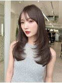 A133レイヤーカットグレージュヘアブリーチなしカラー