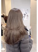 ハイレイヤーレイヤーカットブリーチ無しカラー顔周り韓国