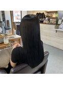 艶髪ストレート×セミロング×ブルーブラック×髪質改善【広島】