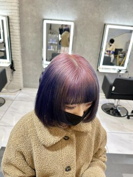 シーエスメイドバイシャチュー 京都店(CS made by SHACHU) ルーツカラー　ホワイトピンク×ブルーバイオレット