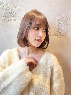 ロンド クラン 岡崎(Lond Clan) 小顔ヘア　ヌーディーカラー　韓国ボブ　切りっぱなしボブ
