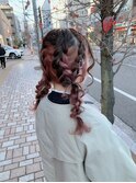 編み込みツインリボンアレンジ♪