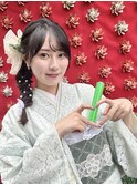 【推し活】イベント 着物レンタル　ヘアセット 編みおろしポニー