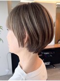 調布レディースショート丸みボブワンカラーショコラグレージュ