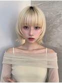 ミニウルフレイヤーカット顔周り前髪韓国ミディアムロング/池袋